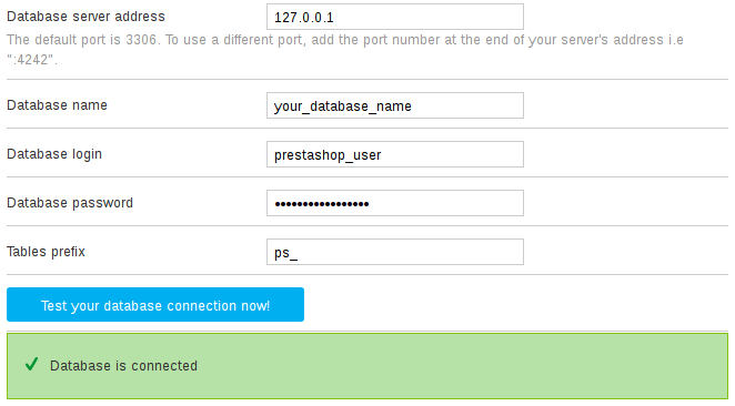 Database Credentials Form Database Credentials Form