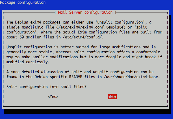 Exim config file splitting configuration on Ubuntu 11.04. Exim config file splitting configuration on Ubuntu 11.04.