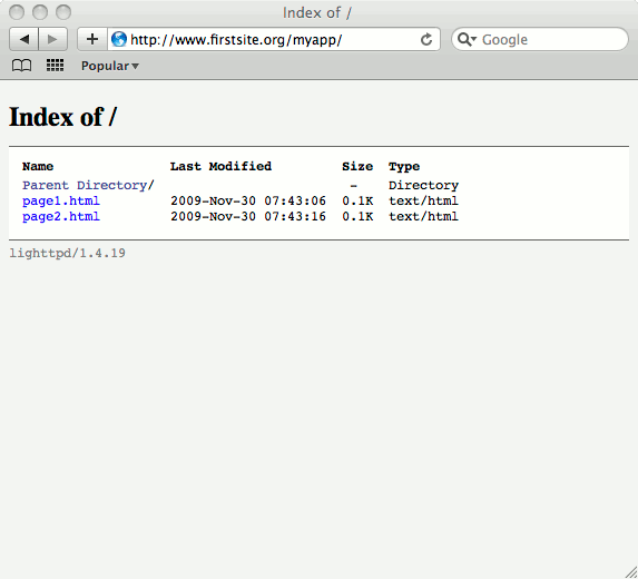 Web application running under a directory via lighttpd on Debian 5 (Lenny). Web application running under a directory via lighttpd on Debian 5 (Lenny).